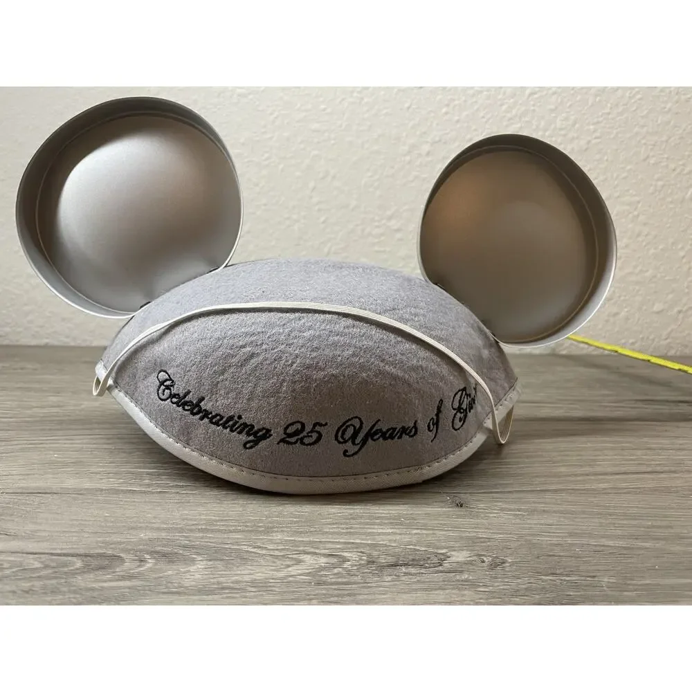 Disney VoluntEARS Mickey Mouse Ears Hat Gray Silver 25 Years of Giving Rare LE